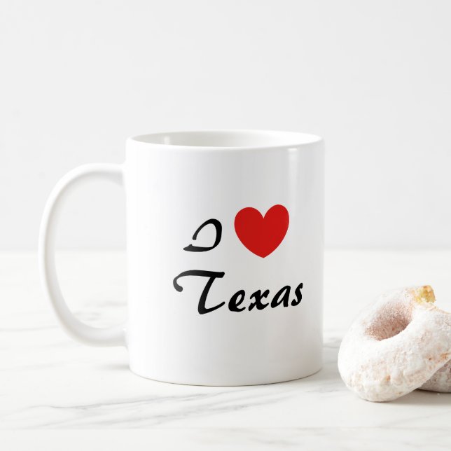 Jag älskar Texas-hjärtat typografi kaffemugg (Med munk)