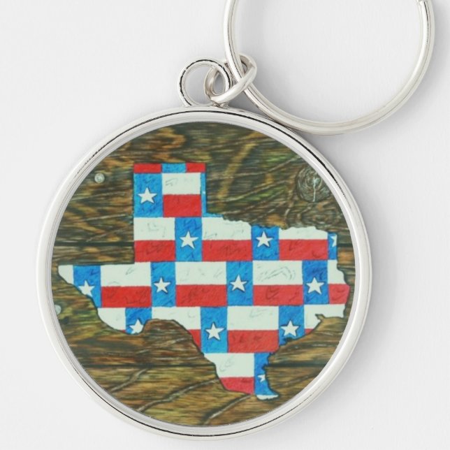 JAG ÄLSKAR TEXAS RUND SILVERFÄRGAD NYCKELRING (Framsidan)