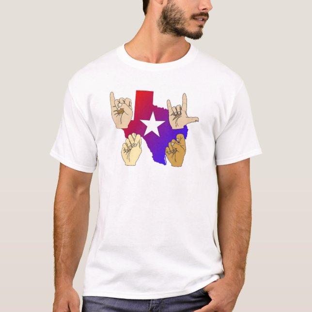 JAG ÄLSKAR TEXAS UNDERTECKNAR SPRÅKT-TRÖJA T SHIRT (Framsida)