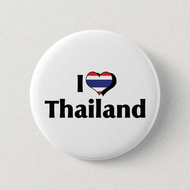 Jag älskar Thailand Flagga Knapp (Framsida)