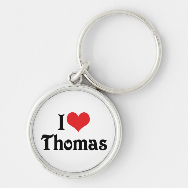 Jag älskar Thomas Rund Silverfärgad Nyckelring (Framsidan)