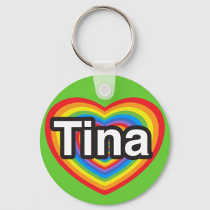 Jag älskar Tina. Jag älskar dig Tina. Hjärta Nyckelring