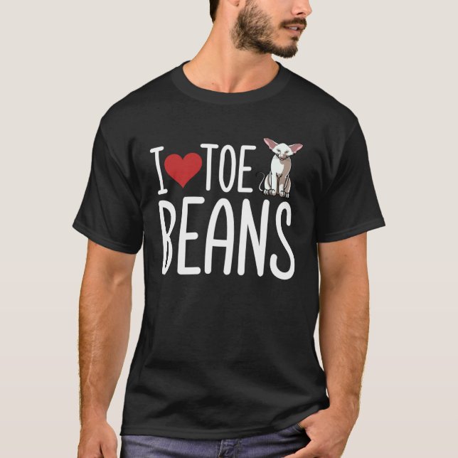 Jag älskar Toe Toe Beans  Oriental korthårig katt T Shirt (Framsida)