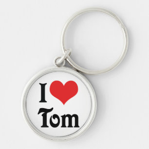 Jag älskar Tom Rund Silverfärgad Nyckelring
