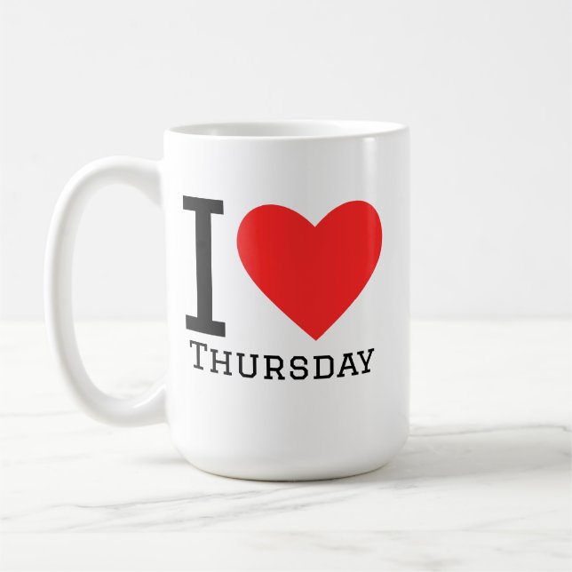 Jag älskar torsdag  fyrkantig dekal kaffemugg (Vänster)