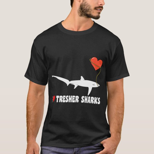 Jag älskar tresher-hajar t shirt (Framsida)