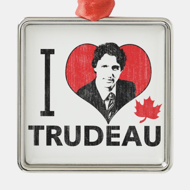 Jag älskar Trudeau Julgransprydnad Metall (Framsidan)