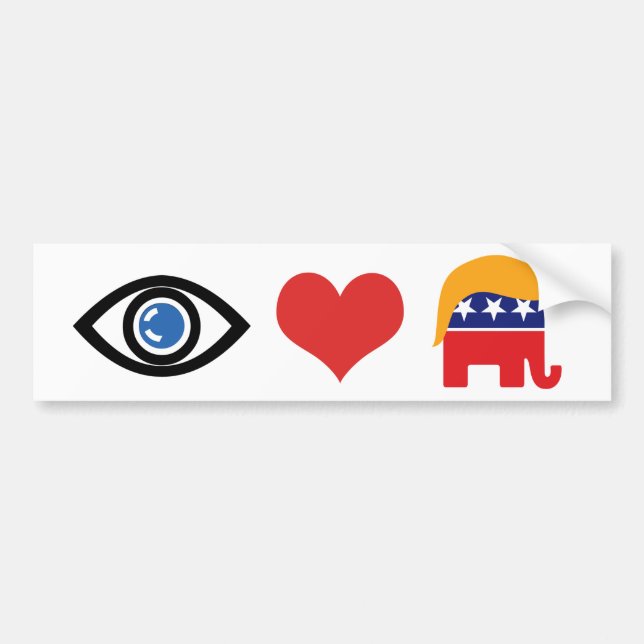 Jag älskar Trump - GOP Elefant Hår Logo Bildekal (Framsidan)