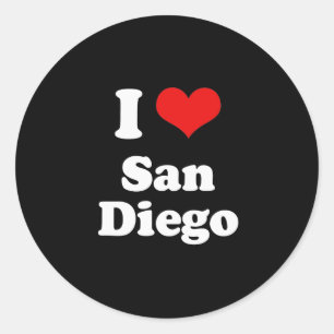 Jag älskar tshirten för San Diego Tshirtvit Runt Klistermärke