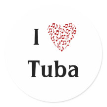 Jag älskar Tuba Rött hjärta av noter