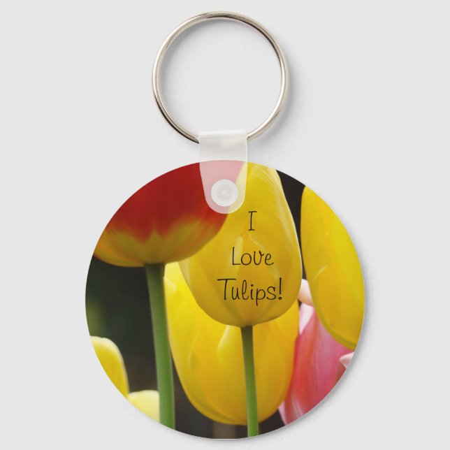 Jag älskar tulpaner! Nyckelring Gul Röd Tulpan Blo (Framsida)