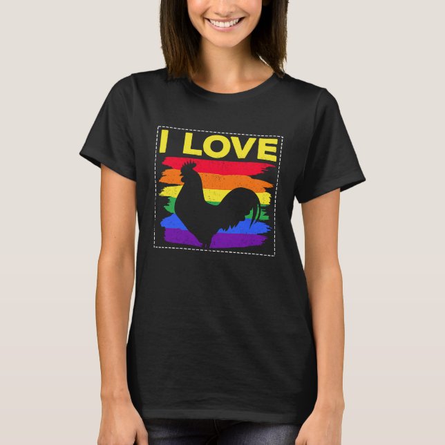Jag älskar tupp för kyckling t shirt (Framsida)