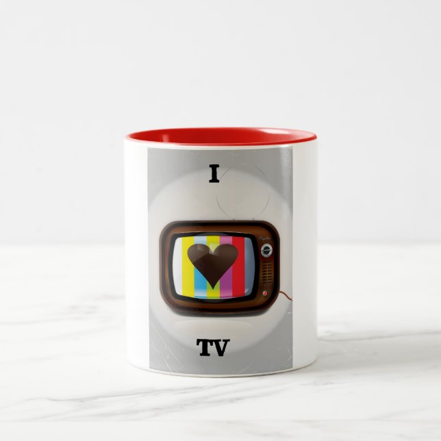 Jag älskar TV-tecknad affisch Två-Tonad Mugg (Center)