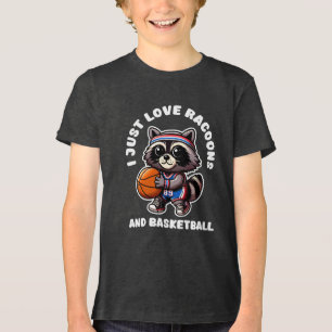 Jag älskar tvättbjörnar och är basket sport fan t shirt