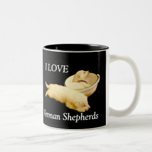 JAG ÄLSKAR tysk shepherds Två-Tonad Mugg