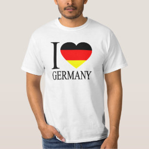 Jag älskar tyskland tysk flaggahjärta t-shirt