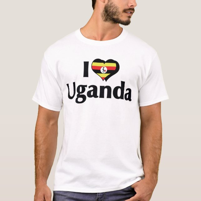 Jag älskar Uganda Flagga Tröja (Framsida)