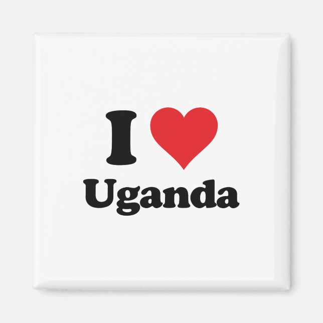 Jag älskar Uganda kärleksland Souvenir Tematiserat Magnet (Framsidan)