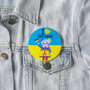 Jag älskar Ukraina! - Cute Fundraiser Button Pin Knapp
