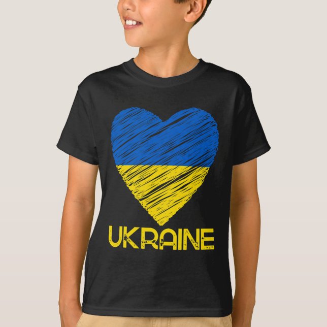 Jag älskar Ukraina Flagga T-Shirt Jag stöder ukrai (Framsida)