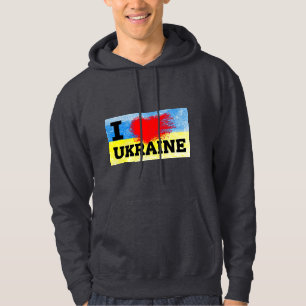 Jag älskar Ukraina Hjärtflagga Stöd Hoodie