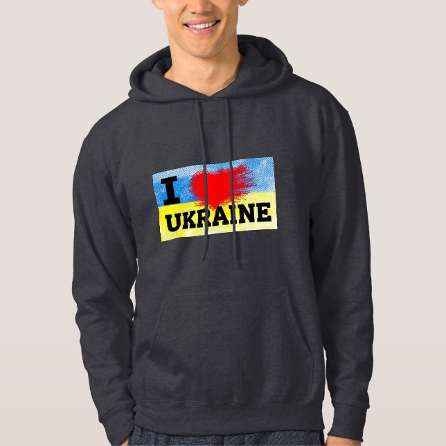 Jag älskar Ukraina Hjärtflagga Stöd Hoodie (Framsida)