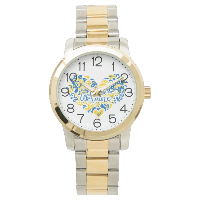 Jag älskar Ukraina inspirerande citat hjärta Armbandsur (Framsida)