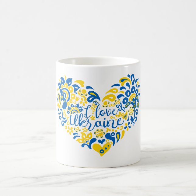 Jag älskar Ukraina inspirerande citat hjärta Kaffemugg (Center)