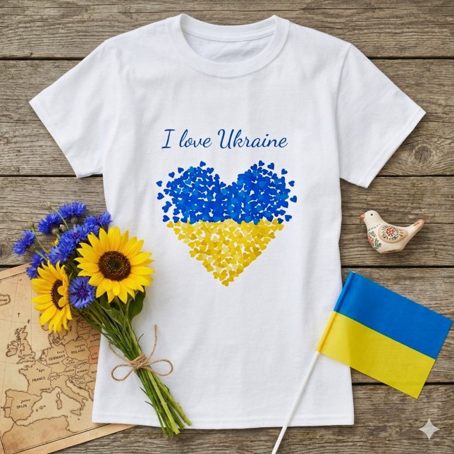 Jag älskar Ukraina. Ukraina stöd. T Shirt (Skapare uppladdad)