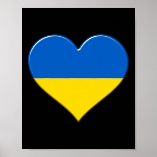 Jag älskar Ukrainas nationella flagg Pride Heart Poster (Framsidan)