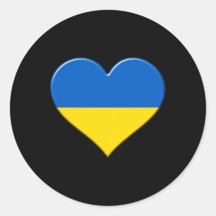Jag älskar Ukrainas nationella flagg Pride Heart Runt Klistermärke