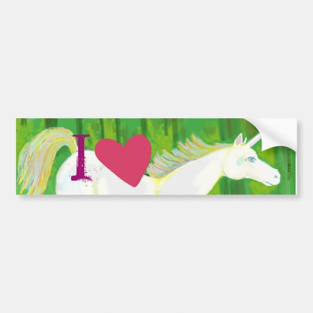Jag älskar Unicornsbildekalet Bildekal (Framsidan)