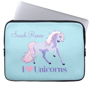 Jag älskar Unicornspersonlig Laptop Sleeve