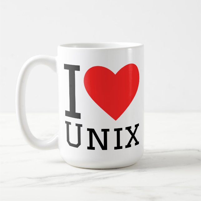 Jag älskar Unix  Kaffemugg (Vänster)