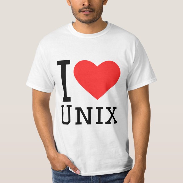 Jag älskar Unix  T Shirt (Framsida)