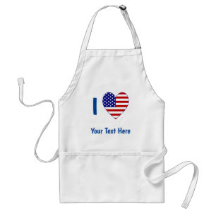Jag älskar (USA Flagga Hjärta) Din Blå Text Förkläde