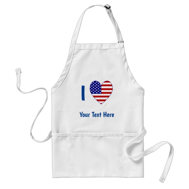 Jag älskar (USA Flagga Hjärta) Din Blå Text Förkläde (Framsidan)