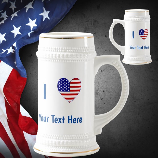Jag älskar (USA Flagga Hjärta) Din Blå Text Sejdel (Skapare uppladdad)