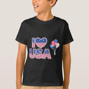 Jag älskar USA - Patriotisk amerikansk flagghjärta T Shirt