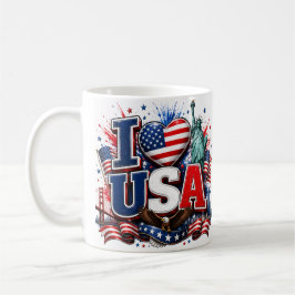 Jag älskar USA Patriotisk fotbollsfanmugg | Amerik Kaffemugg