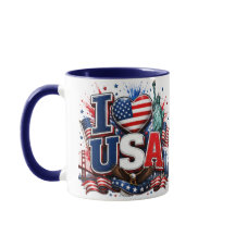 Jag älskar USA Patriotisk fotbollsfanmugg | Amerik