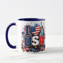 Jag älskar USA Patriotisk fotbollsfanmugg | Amerik Mugg