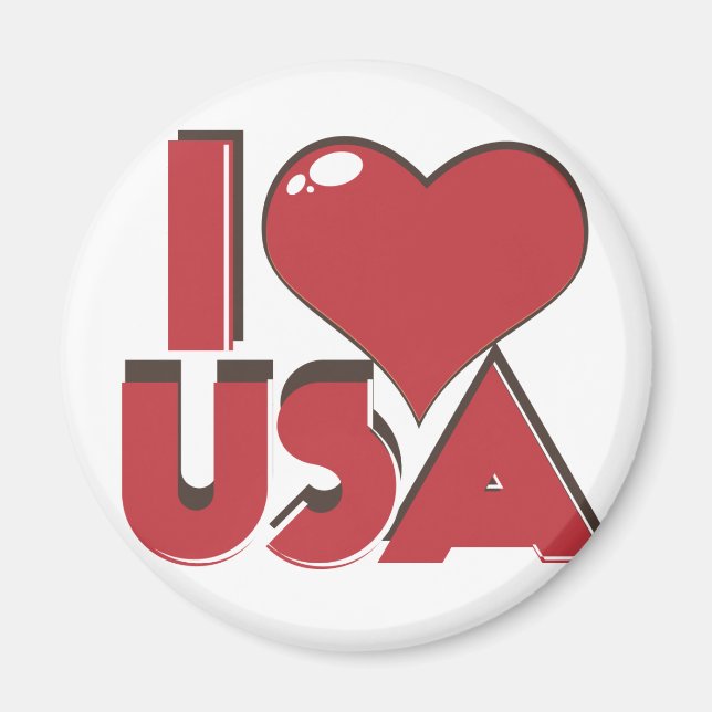 Jag älskar USA Retro 80s Magnet (Framsidan)