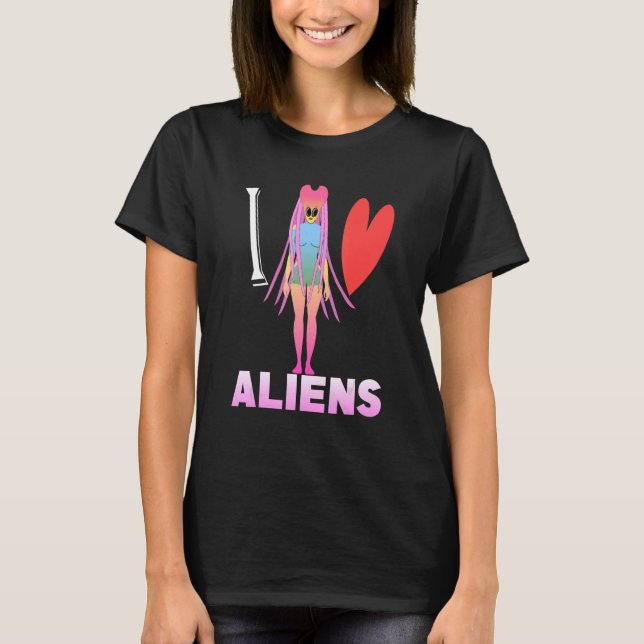 Jag älskar utomjordingar Science Fiction T Shirt (Framsida)