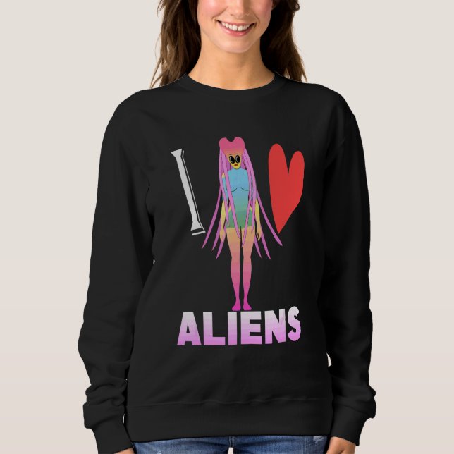 Jag älskar utomjordingar  Science Fiction T Shirt (Framsida)