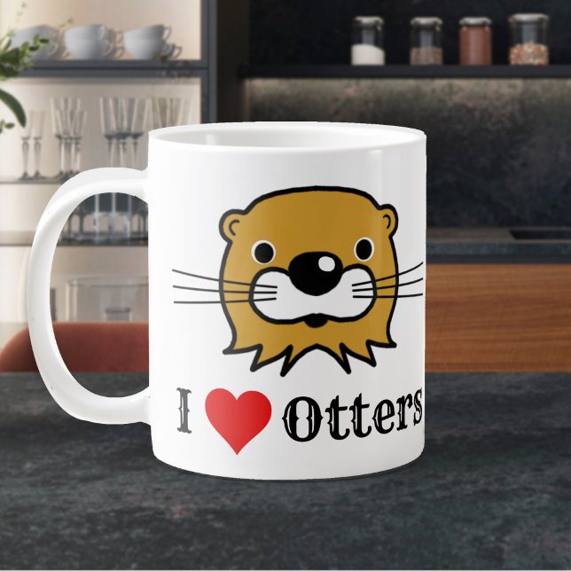 Jag älskar utter. Utterbeundran Jumbo Mugg (Large Mug with I Love Otters)