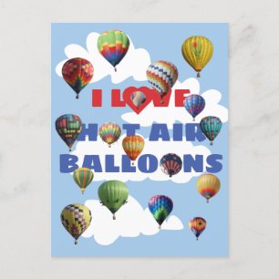 Jag älskar varmluftsballonger Flerfärgad himmel Mo Vykort