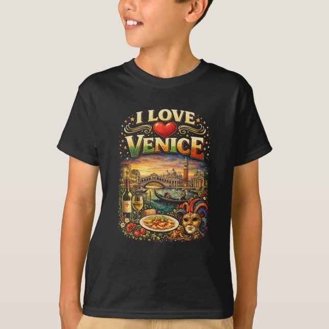 Jag älskar Venedig T Shirt (Framsida)