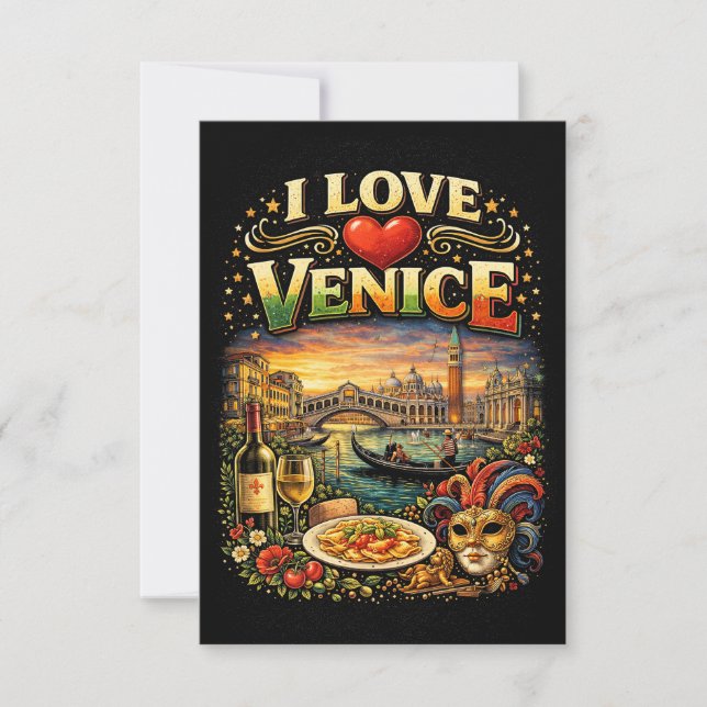 Jag älskar Venedig Tack Kort (Framsida)