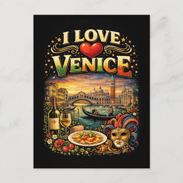 Jag älskar Venedig Vykort (Framsida)
